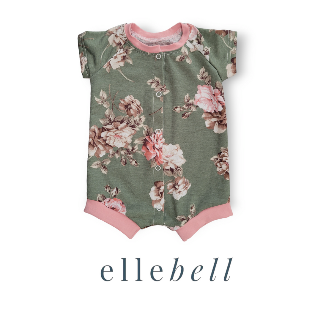 Sprout Snap Romper - Olive Floral
