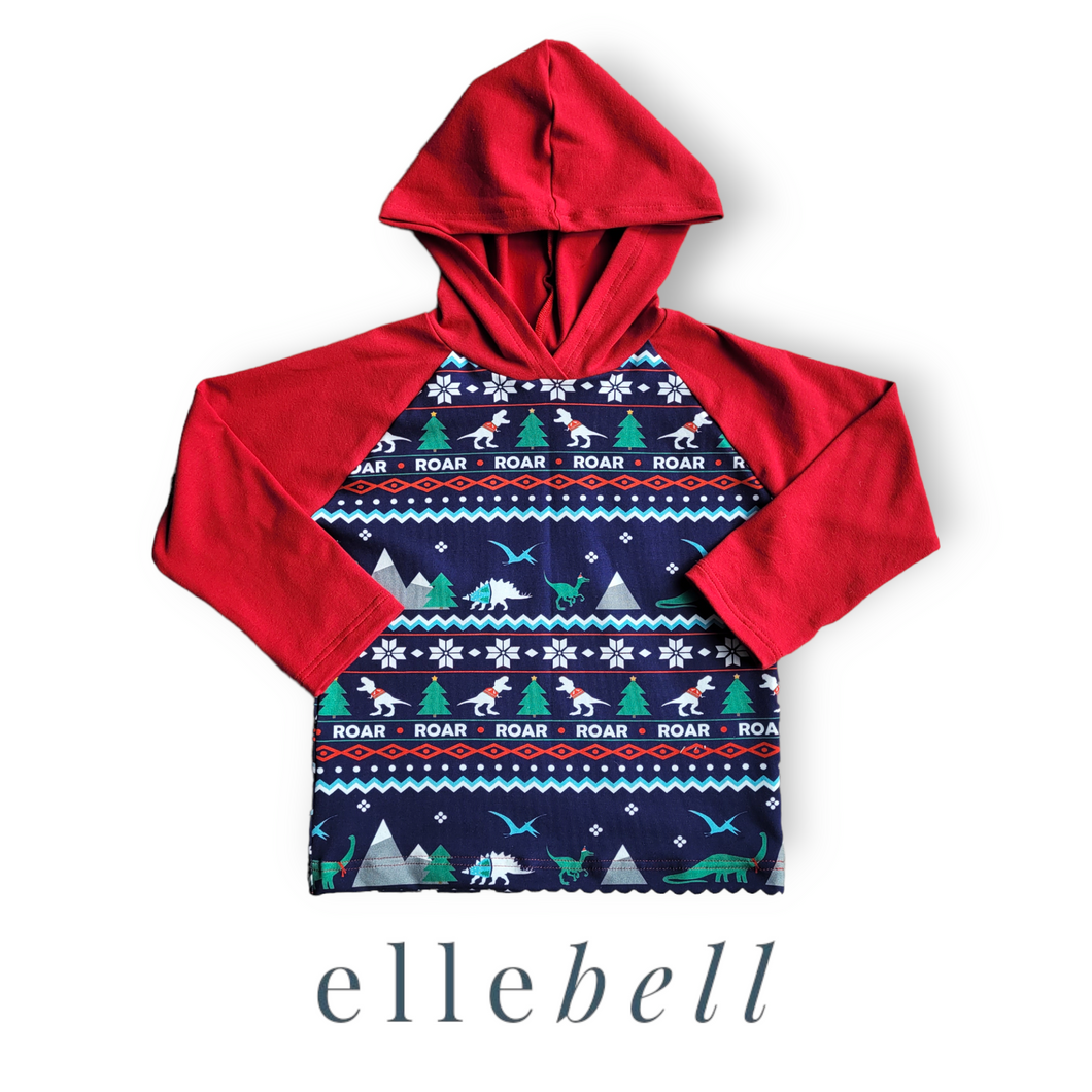 Holiday Dino Hooded Top
