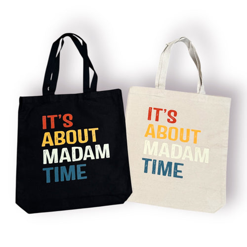 About Madam Time Canvas Tote Bag (ships in 1-2 business days)