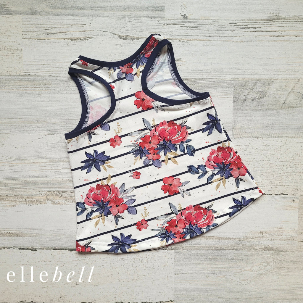 Patriotic Floral Racerback Tank