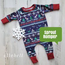 Load image into Gallery viewer, Sprout Snap Romper - Holiday Dinos
