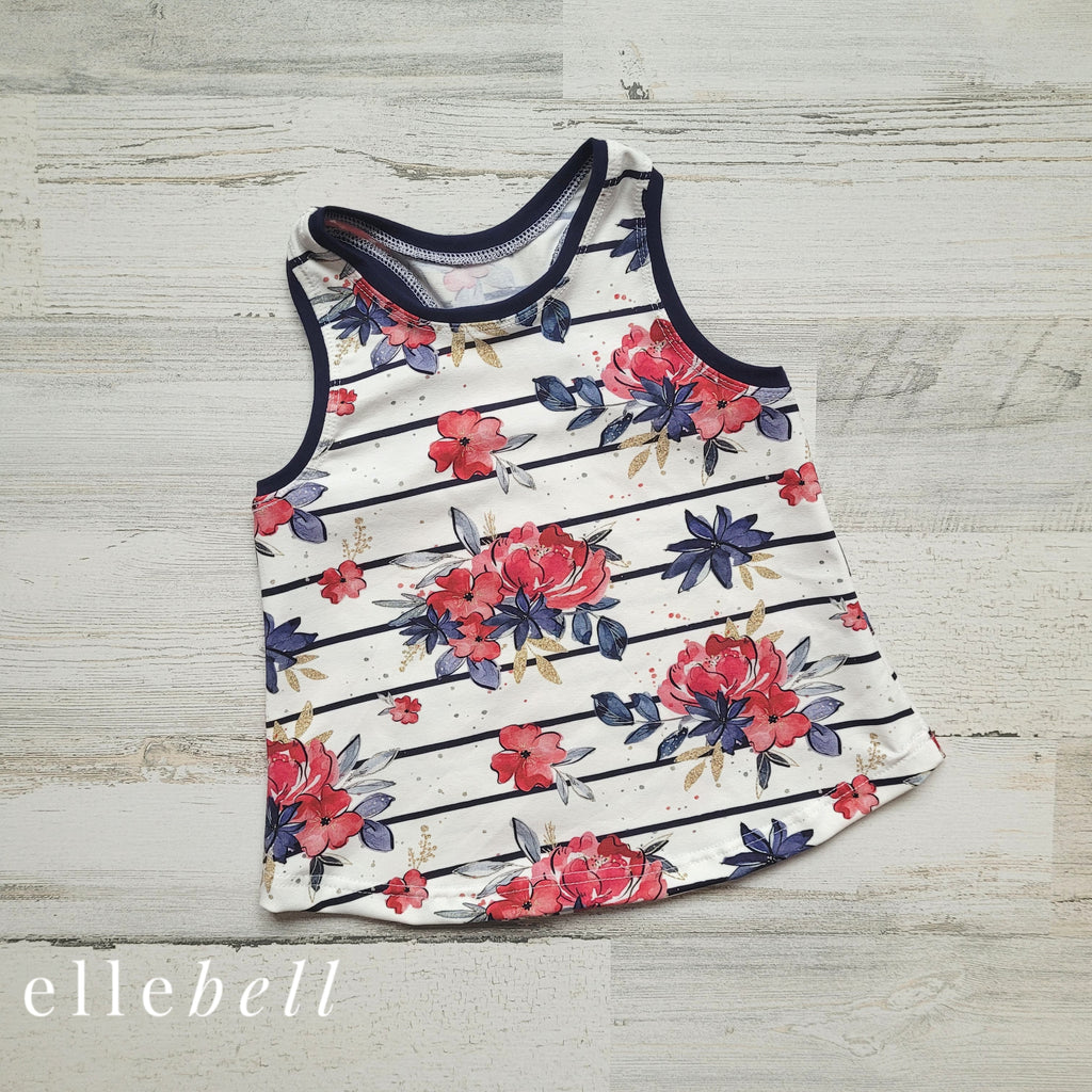 Patriotic Floral Racerback Tank
