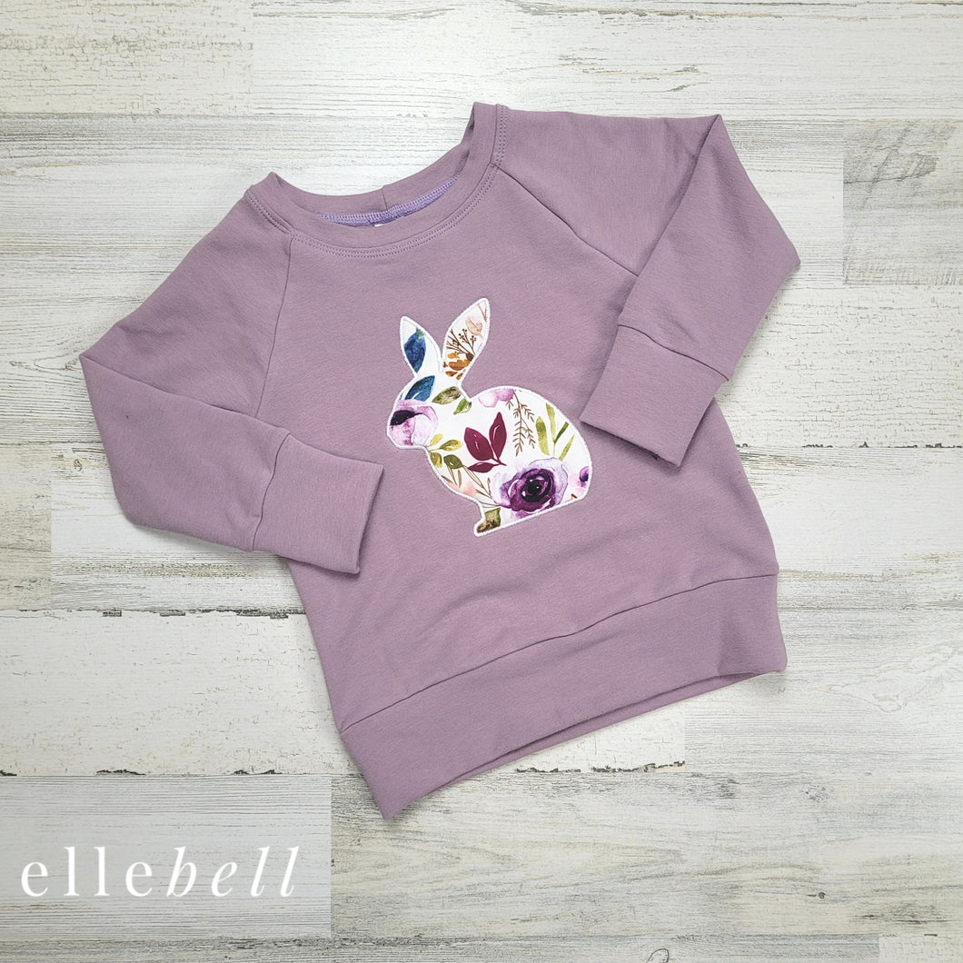 Floral Bunny Sweater - Dusty Lilac
