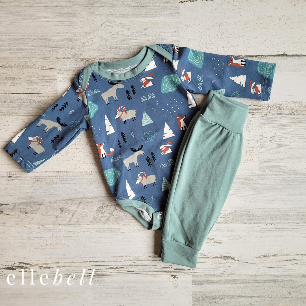 Fern Bodysuit+Pants Set - Mountain Friends